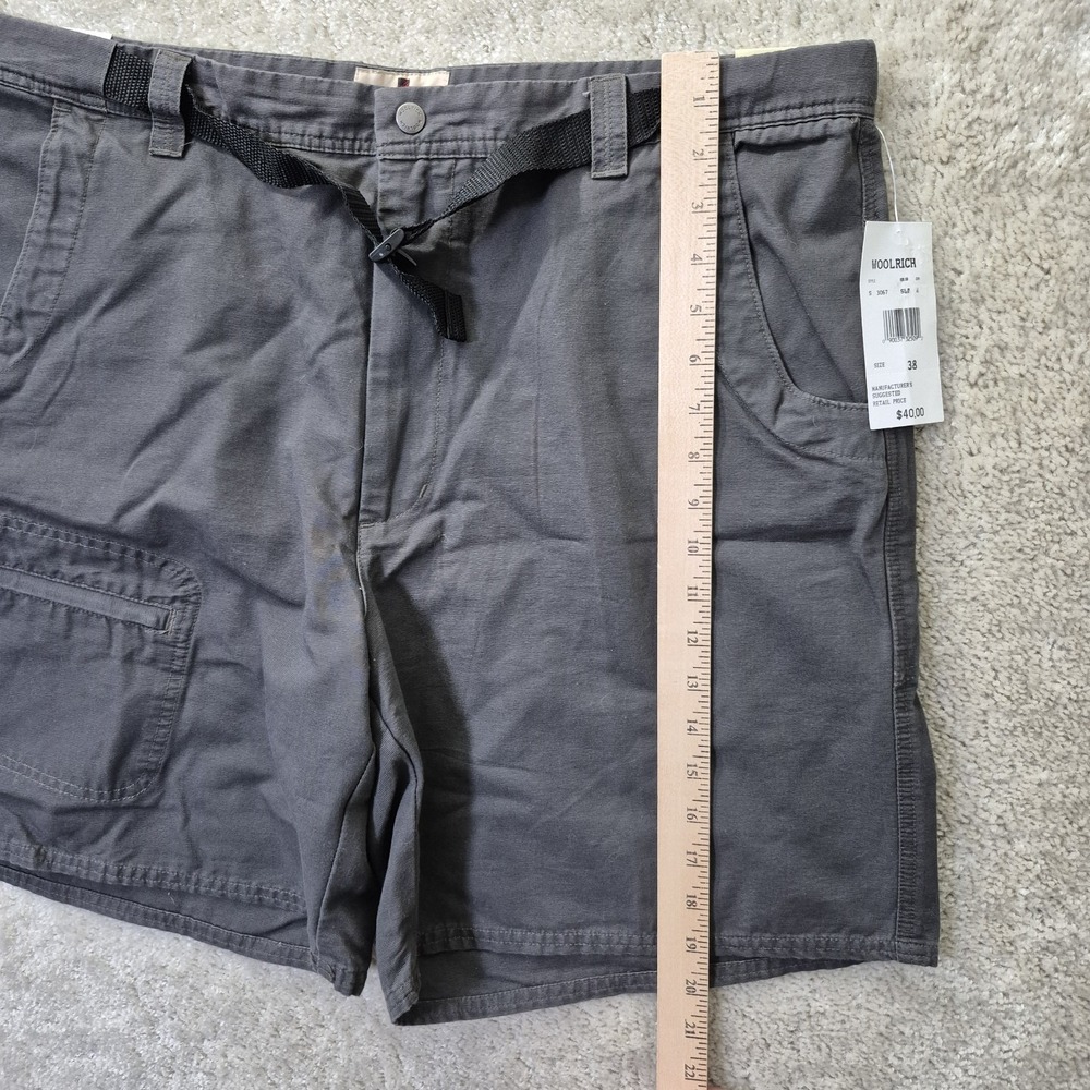Woolrich Mens Little Fork Shorts Actual 37 Gray Belted Cotton Outdoor Pockets - Picture 10 of 13